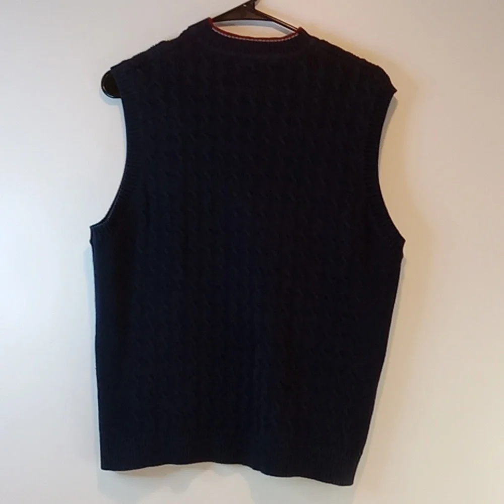 Vintage 90s Tommy Hilfiger Sweater Vest Navy Blue Men's Sz L EUC NICE!